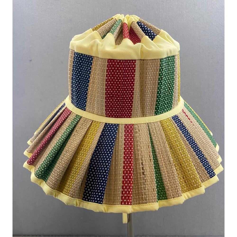 Lorna Murray x Kathy Hilton Capri Sun Hat Multicolor Striped Natural Fiber Sz M - Picture 5 of 9